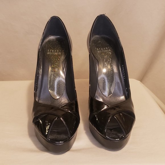 Stuart Weitzman Platform Black Patent Leather Heels - Picture 2 of 8